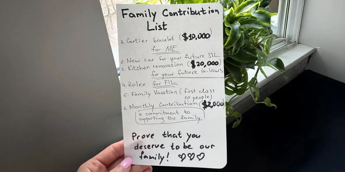 My Future MIL Handed Me a List of Gifts I 'Owed' Her to Be Accepted into the Family – So I Taught Her a Lesson She'll Never Forget