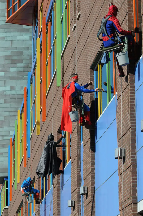CLEANING CREW DRESSED AS SUPERHEROES - BUT ONE SICK KID'S SECRET ...