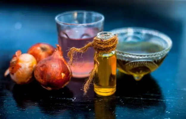 Roasted onion peel treatment for grey hair