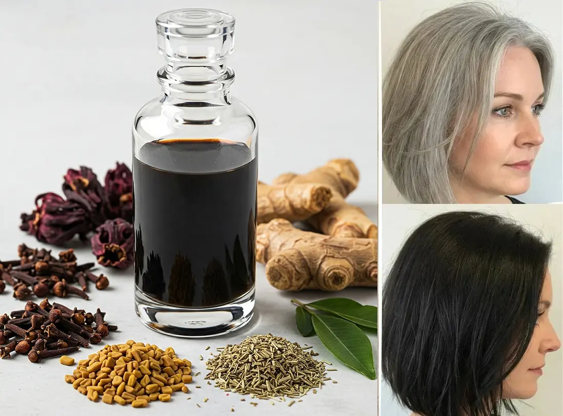 Homemade black serum that stops graying hair and stimulates its growth
