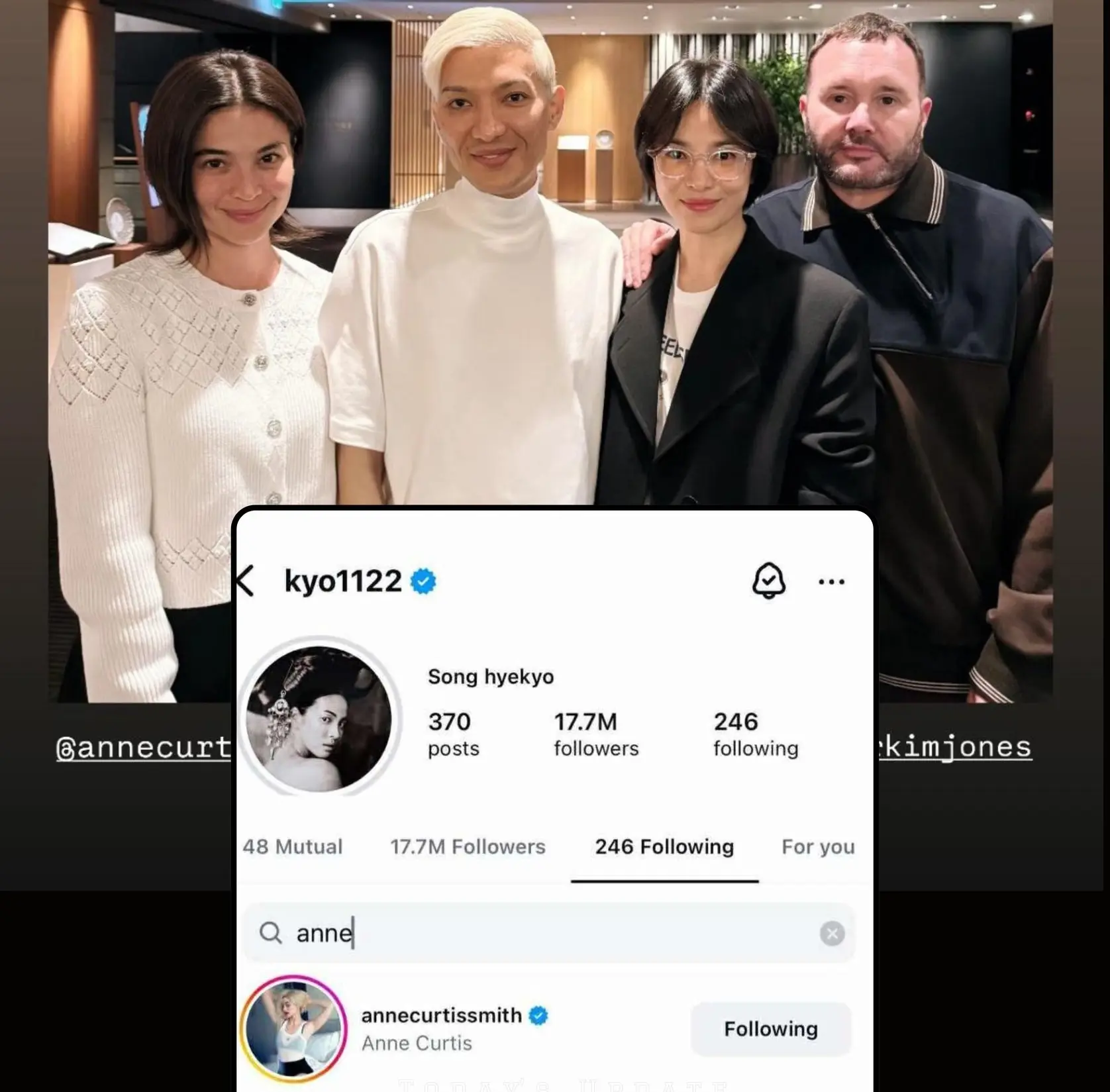 Song Hye Kyo Follows Anne Curtis on Instagram, Exciting Global Fans