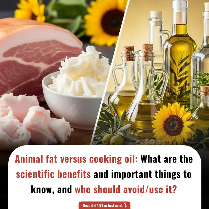 Animal fat versus cooking oil: What are the scientific benefits and important things to know, and who should avoid/use it?