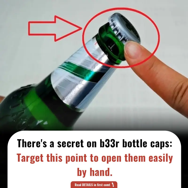 There's a secret on b33r bottle caps: Target this point to open them easily by hand.