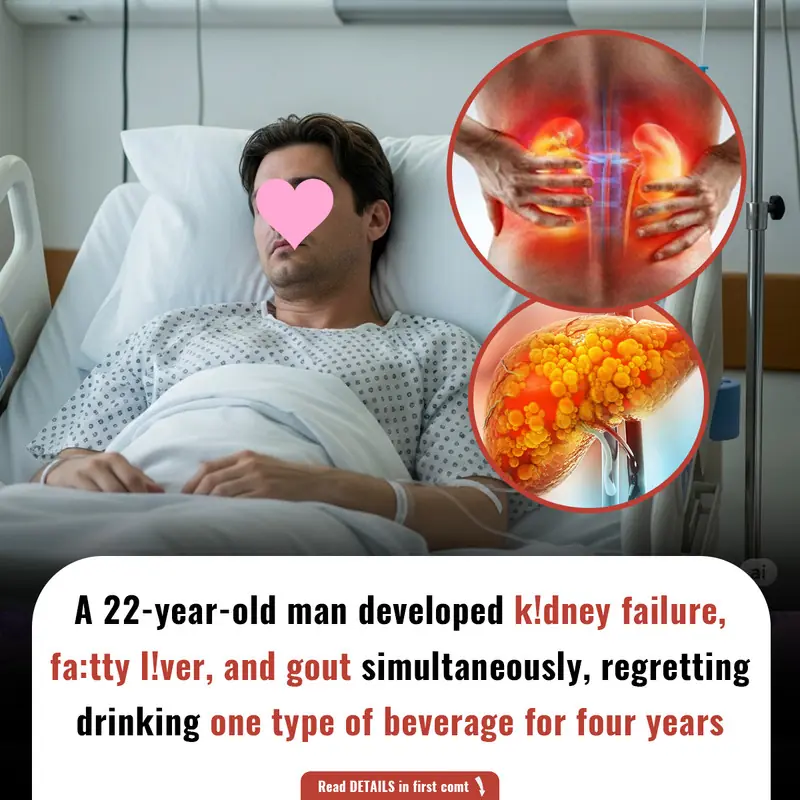 A 22-year-old man developed k!dney failure, fa:tty l!ver, and gout simultaneously, regretting drinking one type of beverage for four years.