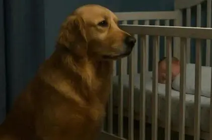 The new parents noticed that their dog sat by the crib every night without moving — so they decided to install a camera