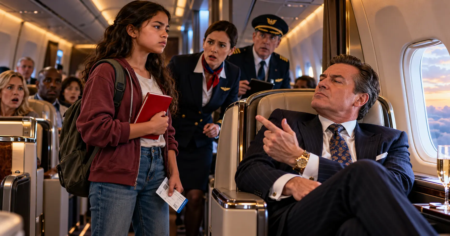 Rich Man Refused to Leave a 14-Year-Old Girl's First-Class Seat—Then One Call to Her Father Exposed His Secret