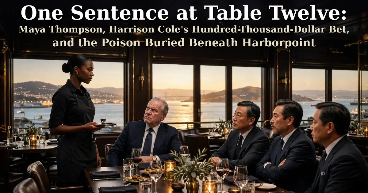 One Sentence at Table Twelve: Maya Thompson, Harrison Cole's Hundred-Thousand-Dollar Bet, and the Poison Buried Beneath Harborpoint
