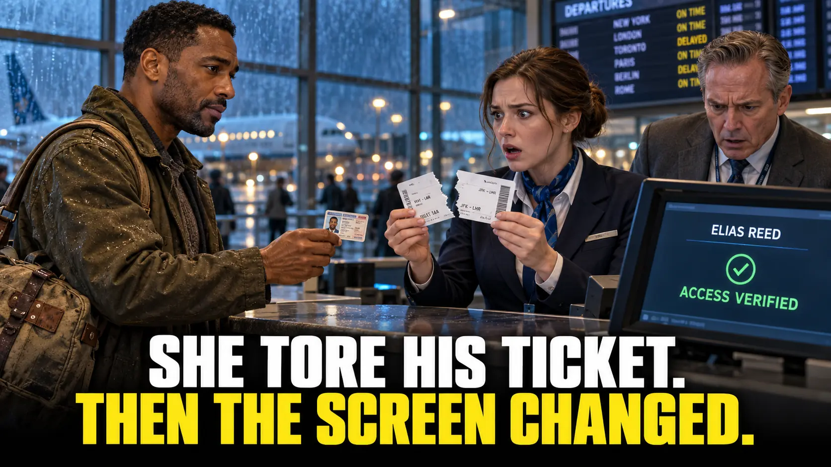 She Tore His Boarding Pass and Called Security—Then the Airport Screen Displayed His Name and an Instruction Her Supervisor Couldn’t Ignore