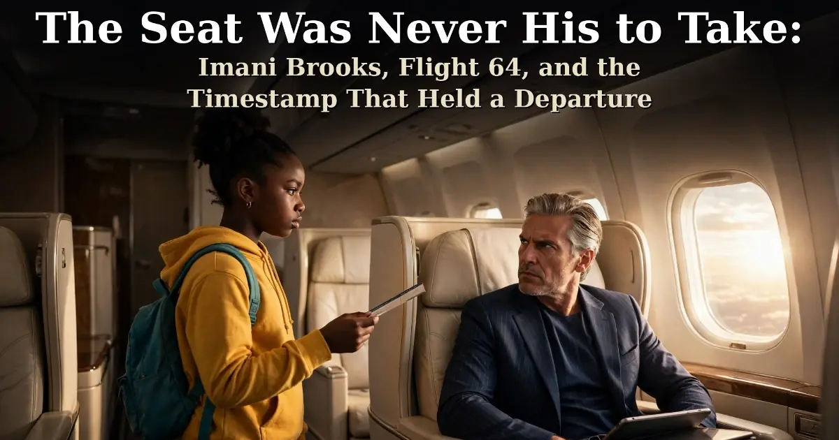 The Seat Was Never His to Take: Imani Brooks, Flight 64, and the Timestamp That Held a Departure