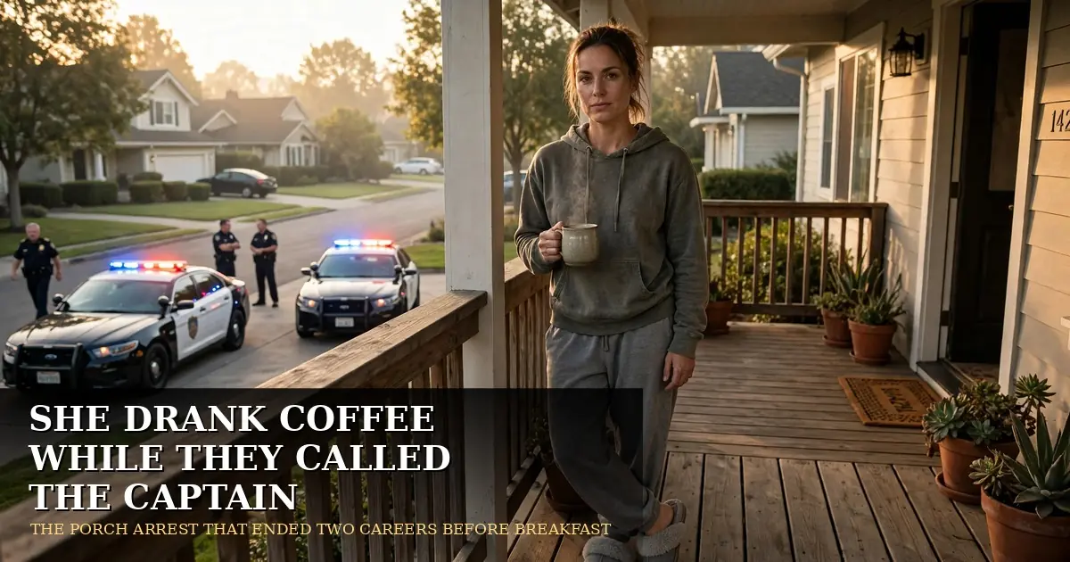 SHE DRANK COFFEE WHILE THEY CALLED THE CAPTAIN: THE PORCH ARREST THAT ENDED TWO CAREERS BEFORE BREAKFAST